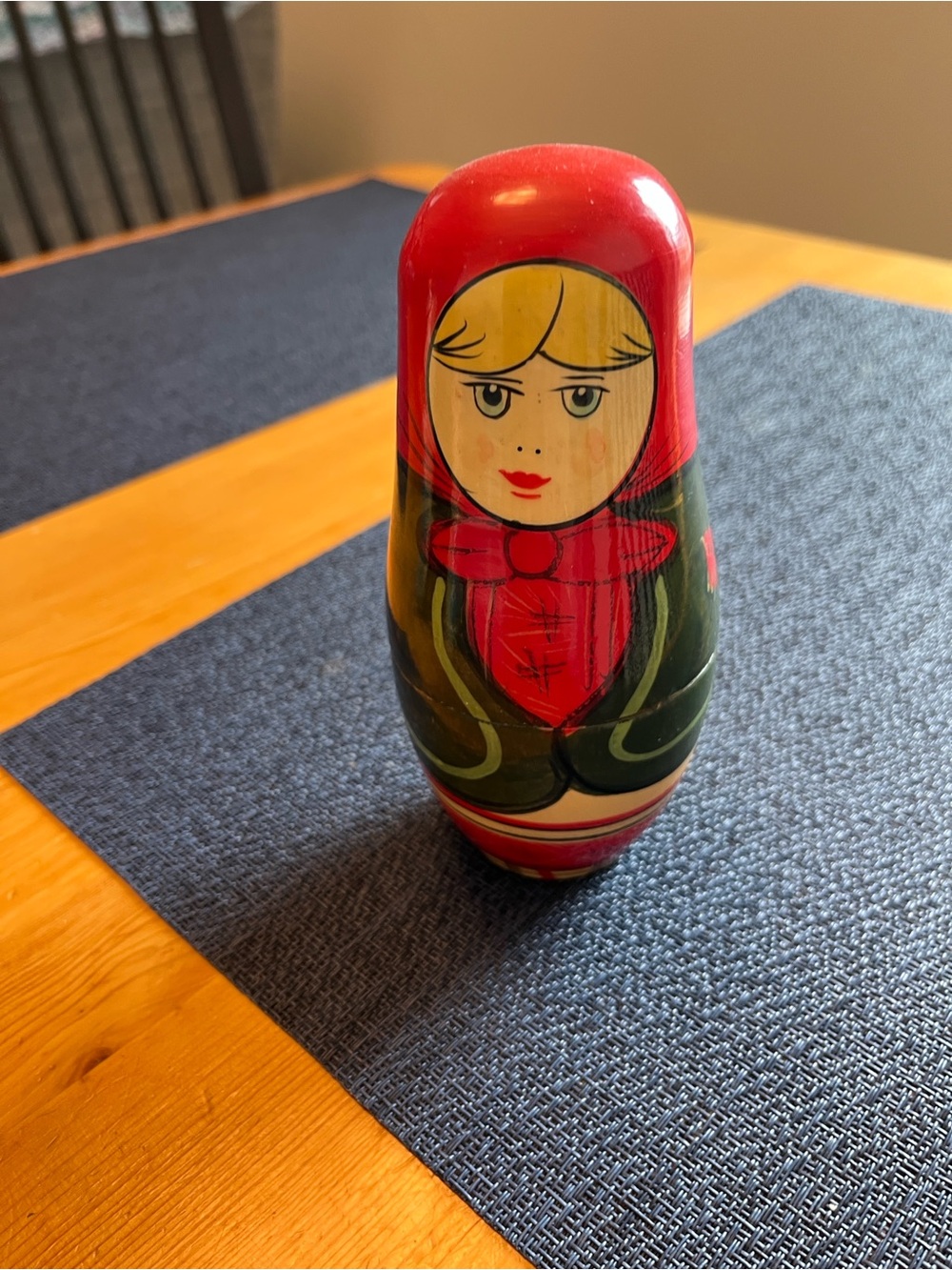 Hand Painted Russian Nesting Doll - Red & Green Motif